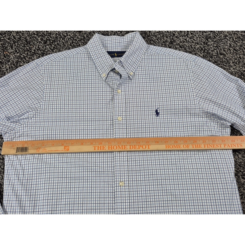 Polo Ralph Lauren Button Down Long Sleeve Size Large Blue Check Mens - Picture 6 of 8